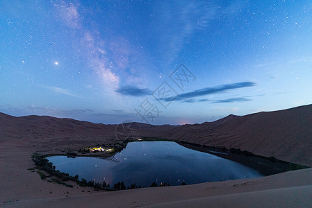 原创沙漠夜晚沙漠银河星空背景