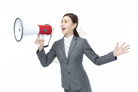 教师节宣传促销商务女性拿喇叭喊话背景
