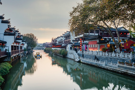 南京秦淮河夜景南京秦淮河两岸背景