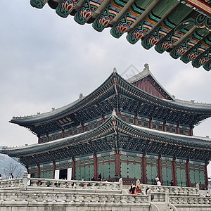 韩国宫殿韩国首尔景福宫建筑背景