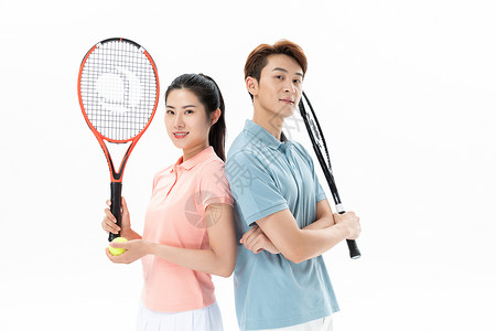打网球的青年情侣高清图片