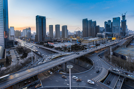 城市高架车流延时摄影背景图片