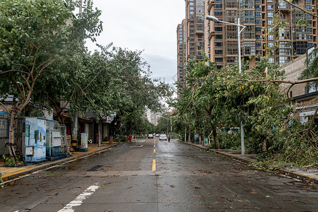 龙卷风灾难台风过后的街道背景
