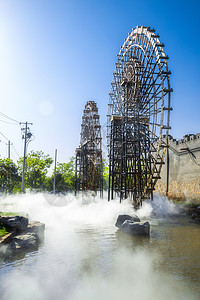 白鹿原白鹿仓水车背景