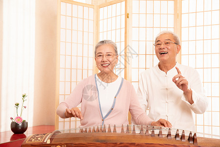 老年音乐老年夫妻退休生活背景