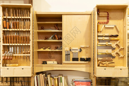 木匠工作室工具间工具展示柜背景图片