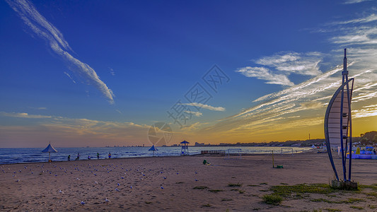 北戴河海滨沙滩风筝高清图片