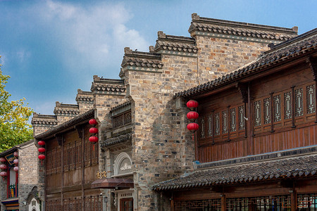 中式民居南京江南明清建筑背景