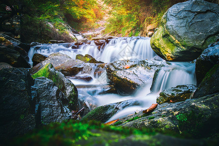 少华山溪水小溪青苔山高清图片