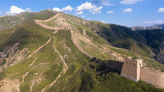 山阴山西白草口长城航拍背景