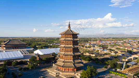 山西国际展览中心山西应县木塔古建筑背景