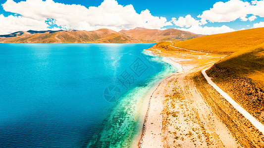 西藏高清航拍航拍羊卓雍措湖拍背景
