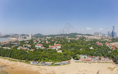 打卡最美海岸线青岛八大关景区航拍全景背景