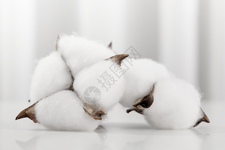 棉花纺织白色桌面上的棉花背景