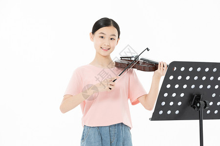 青少年学生学习拉小提琴背景图片