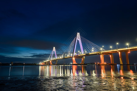 海南省文昌市清澜大桥夜景背景