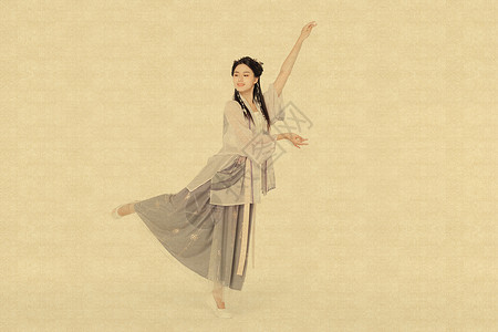工笔画古风汉服中国风美女跳舞图片