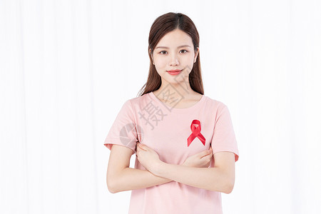 世界癌症日背景红丝带关爱艾滋病患者背景