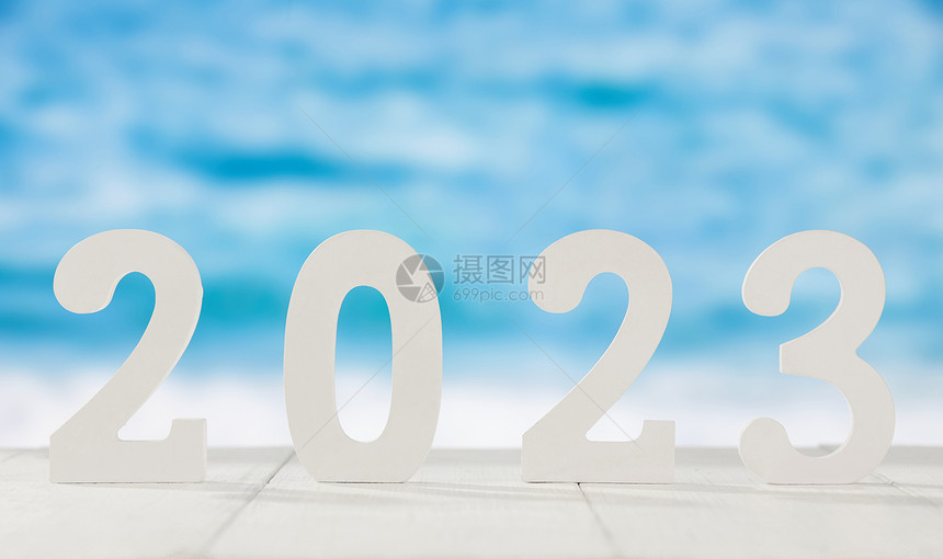 2023海边清新年新年数字素材图片