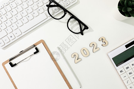 2023年新年数字白色背景办公素材背景图片