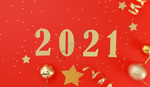 金色新年快乐2021年新年数字素材背景
