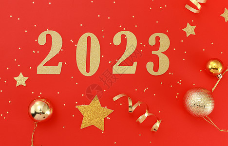 金色新年快乐2023年新年数字素材背景