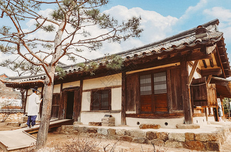 韩国传统特色村屋韩屋高清图片
