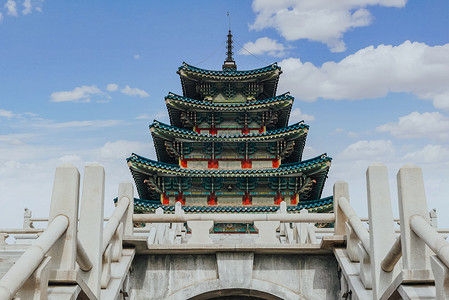 景福宫的木质亭台建筑高清图片