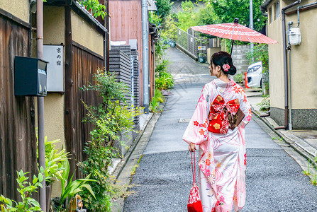 和风服饰和服女孩人像背影背景