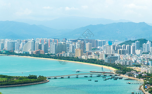 海南三亚城市建筑群沿海城市高清图片素材