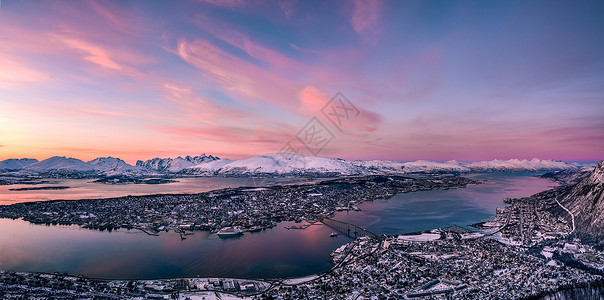 冰岛挪威特罗瑟姆全景拼接高清图片