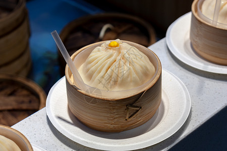 南京特色小吃蟹黄汤包背景图片