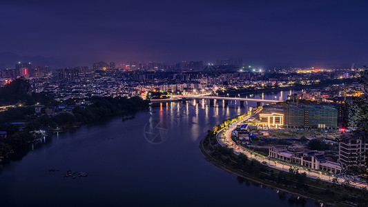 广西桂林二江四湖漓江夜景高清图片