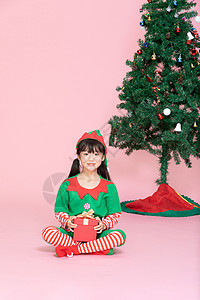 可爱小女孩cos装扮圣诞节庆祝图片