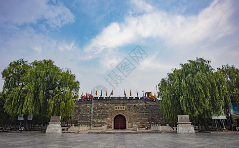 山东曲阜孔庙正门城墙背景