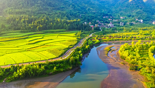 古坦乡田园初秋清晨背景