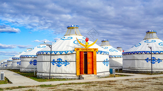 草原网红民宿蒙古包背景图片