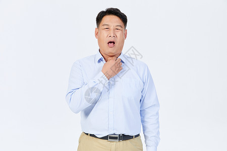 慢性咽喉炎中年男人嗓子疼背景