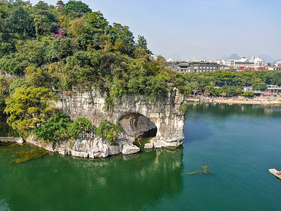 航拍桂林象鼻子景区背景