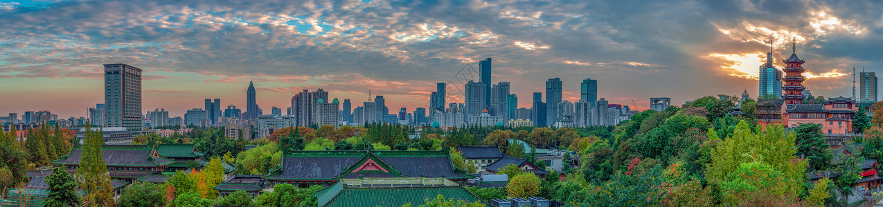 南京城市天际线晚霞背景图片