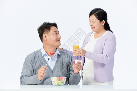 中年夫妻健康饮食养生背景图片