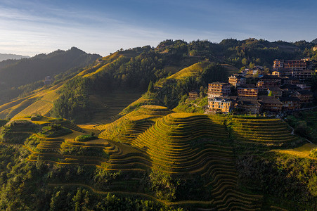 金色的龙素材航拍桂林金色龙脊梯田背景