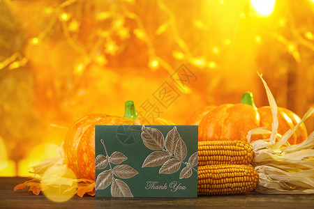 一个金黄色玉米感恩节祝福背景