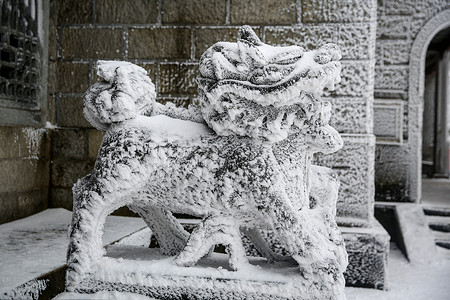 衡山冰封的狮子背景图片