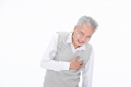 老年男性身体不舒服老人心脏疼高清图片