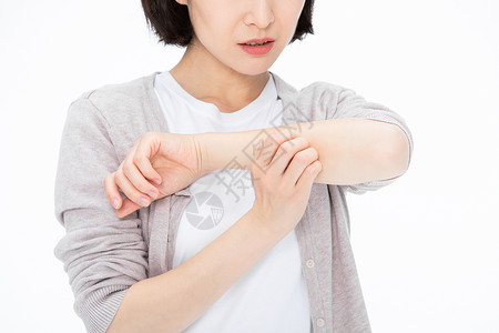 女性疾病身体不舒服手臂瘙痒高清图片