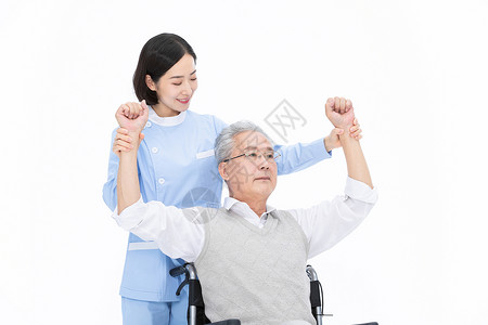 钢丝拉伸器护士照顾老人放松肢体背景