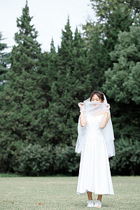 甜美新娘森系婚纱照背景图片