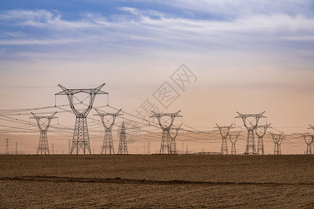 绿色沙漠甘肃敦煌沙漠电缆背景