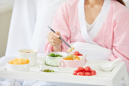 婴儿医院素材月子中心产妇吃月子餐背景